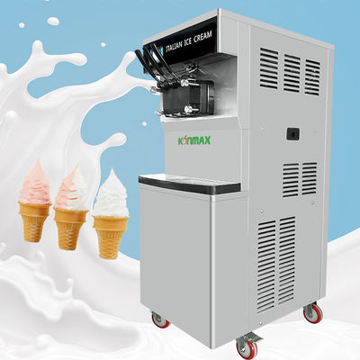 Tiga Rasa Nitrogen Cair Mesin Soft Ice Cream Pembersihan Otomatis